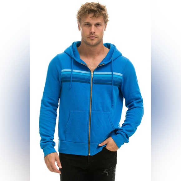 Aviator Nation 5 Stripe Zip-Up Hoodie UNISEX - Picture 2 of 12